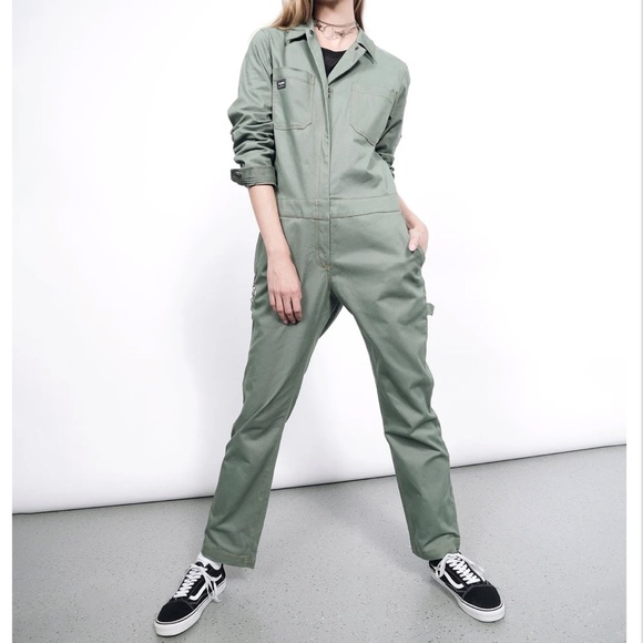 WILDFANG Essential Long Sleeve Utilitarian Coverall Olive Green - Picture 1 of 15